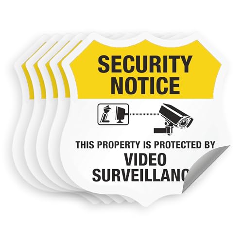 SmartSign ââ‚¬Å“Protected by Video Surveillanceââ‚¬Â Security Notice Decal Set | Five Pack of 2.75"x3.25" EG Reflective Adhesive Labels