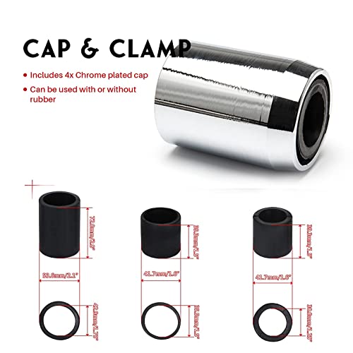 Yeshma Stainless Steel 48" Radiator Hose Flexible Coolant Water Hose Universal With 4 Chrome Caps For 1-1/4“, 1-1/2”, 1-3/4“ Od Necks (Silver) #TOP2