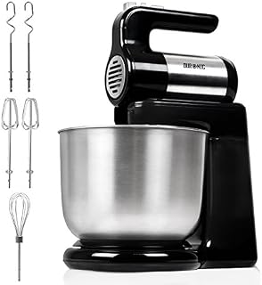 Duronic SM3 Twin Hand and Stand Mixer Set Electric | 300W | Black & Stainless Steel |Baking | 5 Speed | Turbo Function | 4 Litre Bowl | 2 Beaters | 2 Hooks | 1 Whisk