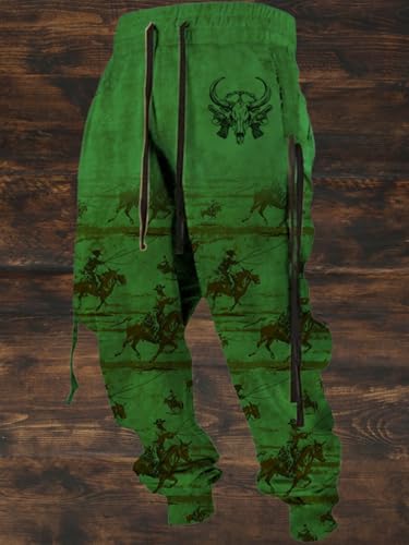 Graphic Sweatpants for Men Aztec Western 3D Print Baggy Cowboy Vintage Joggers Sports Drawstring Pants with Pockets3