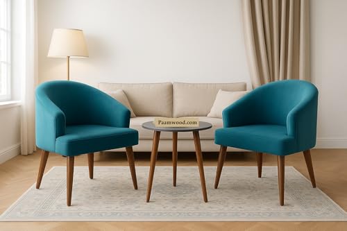 Image of 6-Seater Modern Nano Composite Marble Top Dining Table Set | MS Foldable Base, Sheesham Wood Legs | Suede Upholstered Chairs | Luxury Dining Furniture for Home (Blue) - 36 inchX72 inchX30 inch in