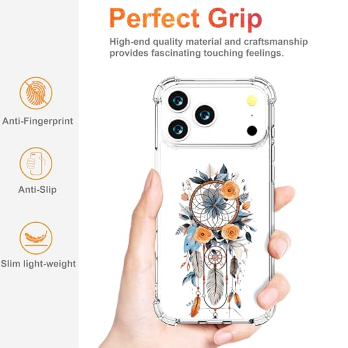 Coque iPhone 17 Pro fleurs bleues - Protection transparente antichoc - 5
