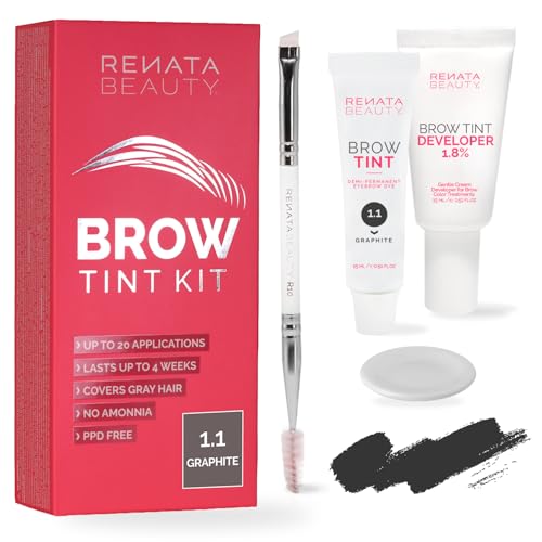 RB RENATA BEAUTY Augenbrauenfarbe Set – Brow Färbeset inkl. Entwickler & Stylingbürste – Augenbrauen Färbeset – Eyebrow Dye mit bis zu 4 Wochen Halt – Brow Tint für Natürlichen Look [Graphit-Grau]