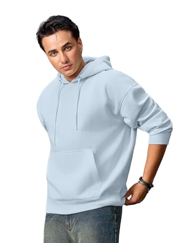 Image of Urbano Fashion Men's Cotton Solid Oversized Hooded Neck Sweatshirt