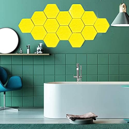 Grandkli 14Pcs Mirror Wall Stickers, Hexagon Mirror Tiles, Large Acrylic Self Adhesive Mirror, DIY Art Wall Decoration, Removable Modern Decal Mirror Sheet for Living Room Bedroom