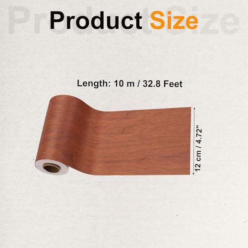 Image of PATIKIL Wood Grain Tape 4.7 inch x 32 ft, Self-Adhesive Wood Texture Repair Tape Realistic Wooden Effect Patch for Furniture Cabinets Floor Walls, Red Brown