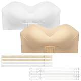 Teenager-Mädchen Trägerlose BHS 2er-Pack Ohne Bügel Bandeau Tanzballett Unsichtbares Sport Bralettes mit Austauschbar Träger für 10-18 Jahre