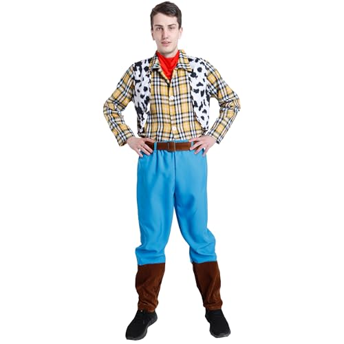 Carnavalife Woody Déguisement de cowboy pour adulte sans chapeau pour carnaval, Halloween, fête Cosplay Taille M sans chapeau