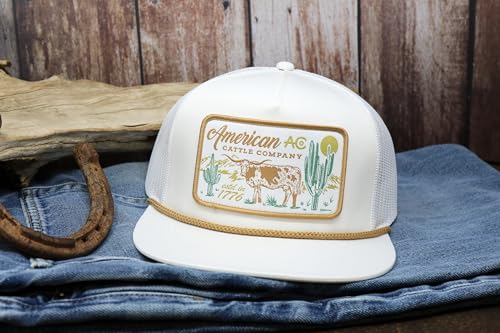 American Cattle Co. On The Range Adjustable Snapback Hat (US, Alpha, One Size, White)