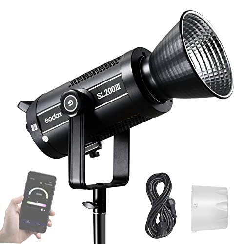 Image of Godox SL200III LED Video Light,200W 95600Lux 5600K±200K CRI96+ TLCI97+,Bowens Mount Daylight-Balanced Countinuous Output Lighting for YouTube,Live Broadcast,Video