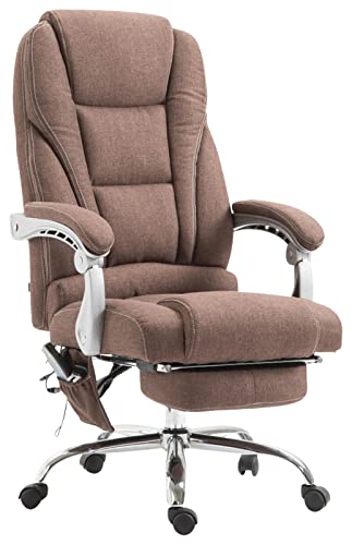 CLP Silla De Oficina De Masaje Pacific Tapizada En Tela I Silla De Escritorio Relax Regulable En Altura & Giratorio, Color:marrón