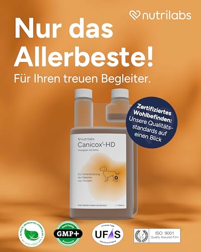 NutriLabs Canicox-HD Gelenksaft für Hunde 1L - mit MSM, Chondroitin, Hyaluronsäure, Glucosamin & Teufelskralle - Gesundheitsprodukte für Hunde - Nahrungsergänzungsmittel Hund