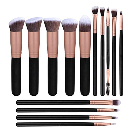 JSDOIN Makeup Brushes Makeup 14 PCs Makeup Brush Set Premium Synthetic Kabuki Foundation Face Powder Blush Eyeshadow Brushes, Rose Golden