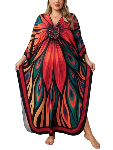 Image of Kaftan Dress for Women - Plus Size Caftan Maxi Beach Dress Moo Moos Loungewear, Swimsuit Cover Up for Beach, Pool or Vacation