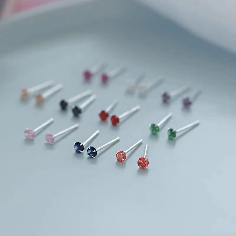 Tiny Stud Earrings S925 Sterling Silver Small Earrings for Women Post Multcolors Cubic Zirconia Trendy Lightweight Sleeper Hypoallergenic Earrings for Mother's Day Graduation Birthday Jewelry Gifts - Image 4