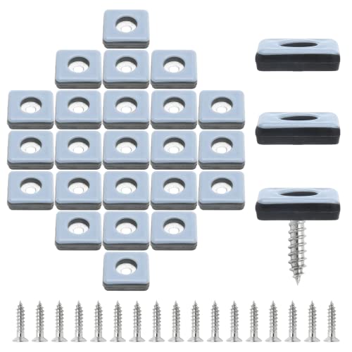 Suiwotin 24Pcs 1" (25Mm) Screw On Furniture Sliders, Teflon Chair Leg Slides, Square Furniture Glides With Screws For Hardwood Floors Protectors (Gray/Black) #TOP27