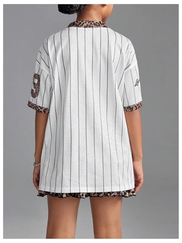 Image of WDIRARA Girl's Number Graphic Jersey Shirts Short Sleeve V Neck Tees Oversized T-Shirt Tops