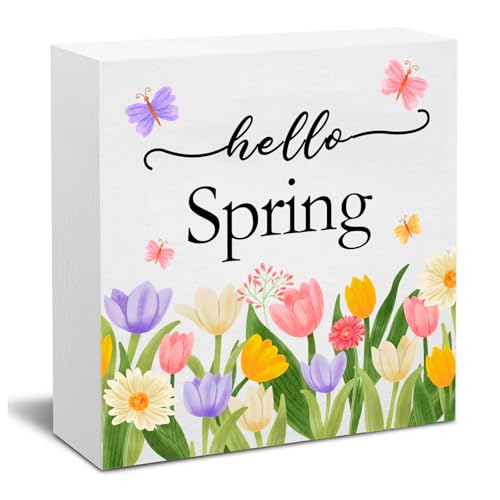 Spring Decorations for Home Hello Spring Wooden Sign Home Decor Gifts...