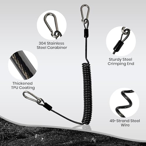 Combinación de equipamiento de protección de seguridad Pristis para pesca, bolsa seca impermeable de 10L y 2 cordones enrollables retráctiles miniatura 4