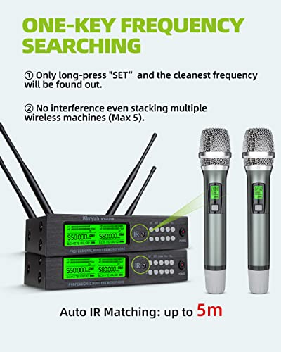 Kimyah Wireless Microphone System, All Metal Dual Uhf Cordless Mics Of Handheld, 328Ft Range, Ideal For Church, Conference And Karaoke, Dj, Wedding(Ky-8208) #TOP7
