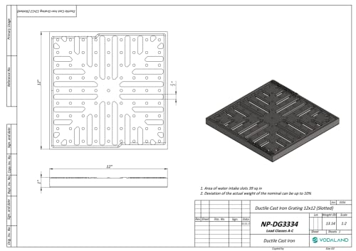 Vodaland - 12X12 Catch Basin With Ductile Cast Iron Grate, Partitions, And Debris Basket. #TOP6