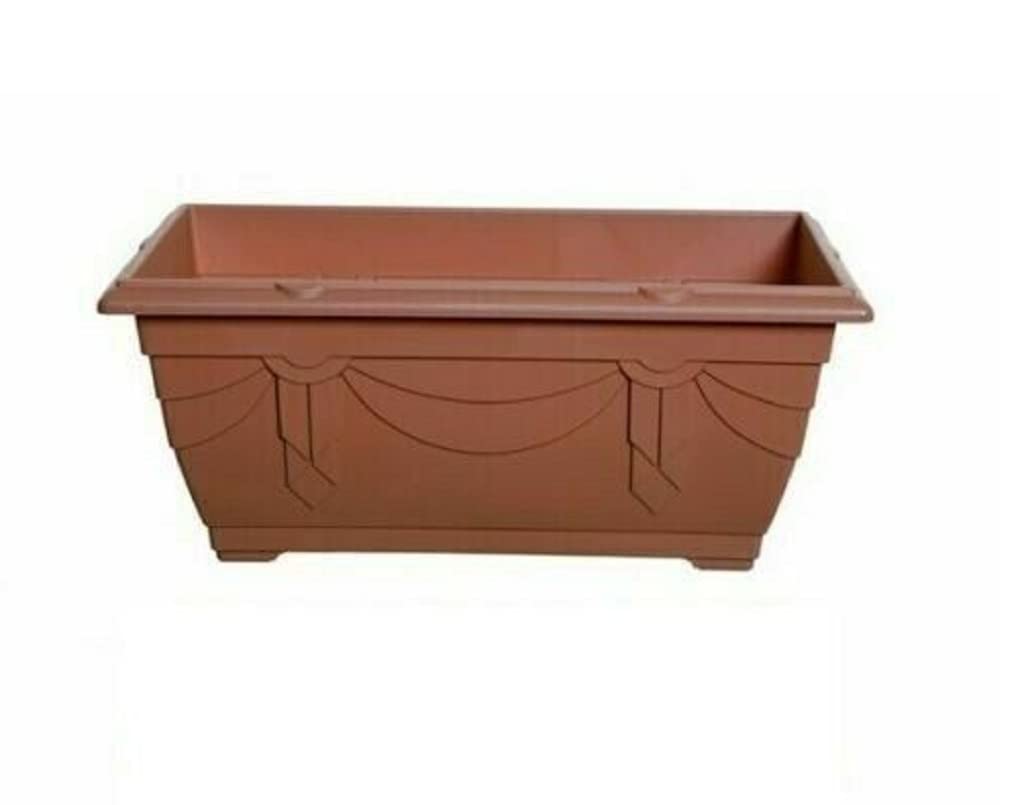 Optimal Products Plastic Window Planter Plant Pot Outdoor Garden Herb Flower Growbag Tray Broad Base Box Water Barrel (40cm Terracotta)