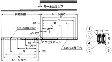 スガツネ工業 オールステンレス鋼製スライドレール ESR2031 1本入(片側) ESR2031-500