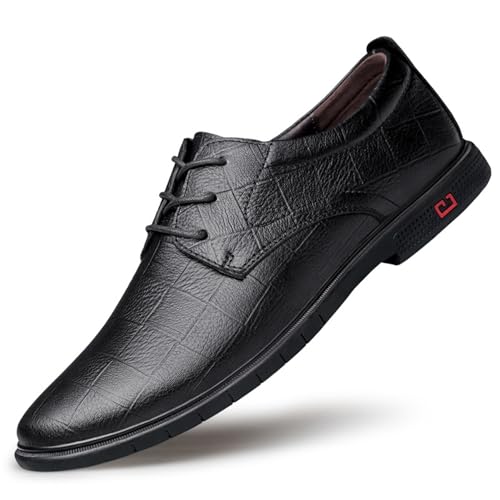Mens Low Heel Derby Dress Shoes for Men, Round Toe Lace-up Business Casual Office Work Wedding Tuxedo Shoes