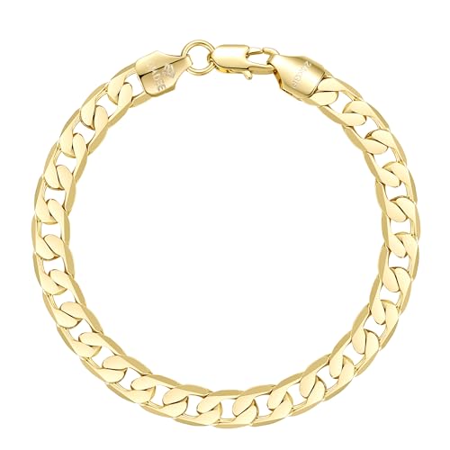 DJADEE Pulsera para hombre chapada en oro de 24 quilates, resistente al agua, regalo para hombres y niños, pulsera plana, 8 mm de ancho, 18-23 cm de largo