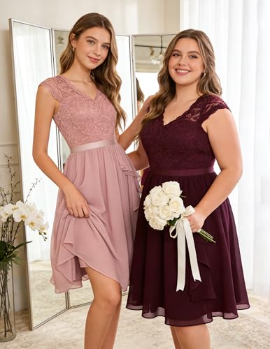 Image of Wedtrend Women's Bridesmaid Dresses Short Prom Dress Ruffle Semi Formal Cocktail Dresses Floral Homecoming Dress