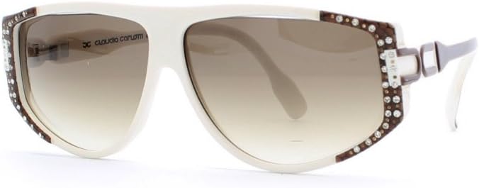 Claudia Carlotti Ornella CS 66 White Brown Square Certified Vintage Sunglasses For Womens