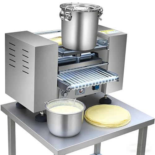 Thousand Layers Cake Skin Machine Crepe Crust Machine, 200-300 rebanadas/H, grosor del crepé: 0.01 a 0.04 pulgadas, velocidad ajustable para panaderías y pizzerías de 6 pulgadas