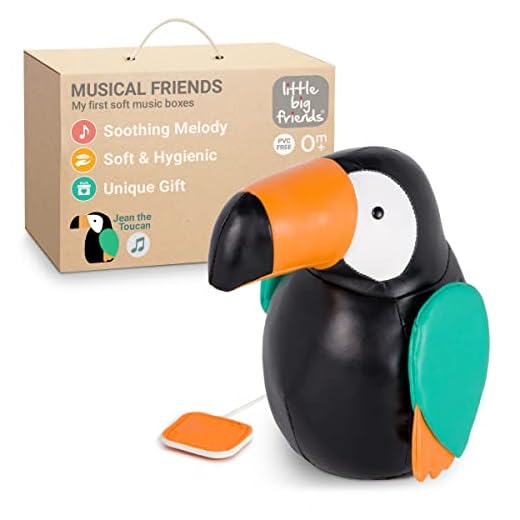 Little Big Friends Animales Musicales Caja de música para bebé | Peluche de Animal Musical | Fácil de Limpiar | Tejido Suave | El tucán Juan