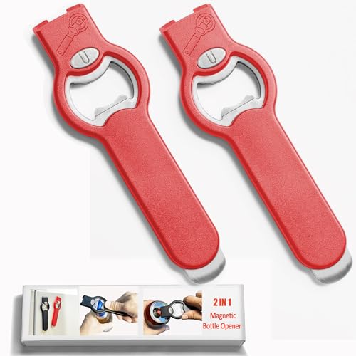 2-in-1 Magnetic Beer Bottle Opener for Fridge, Stainless Steel Ma...