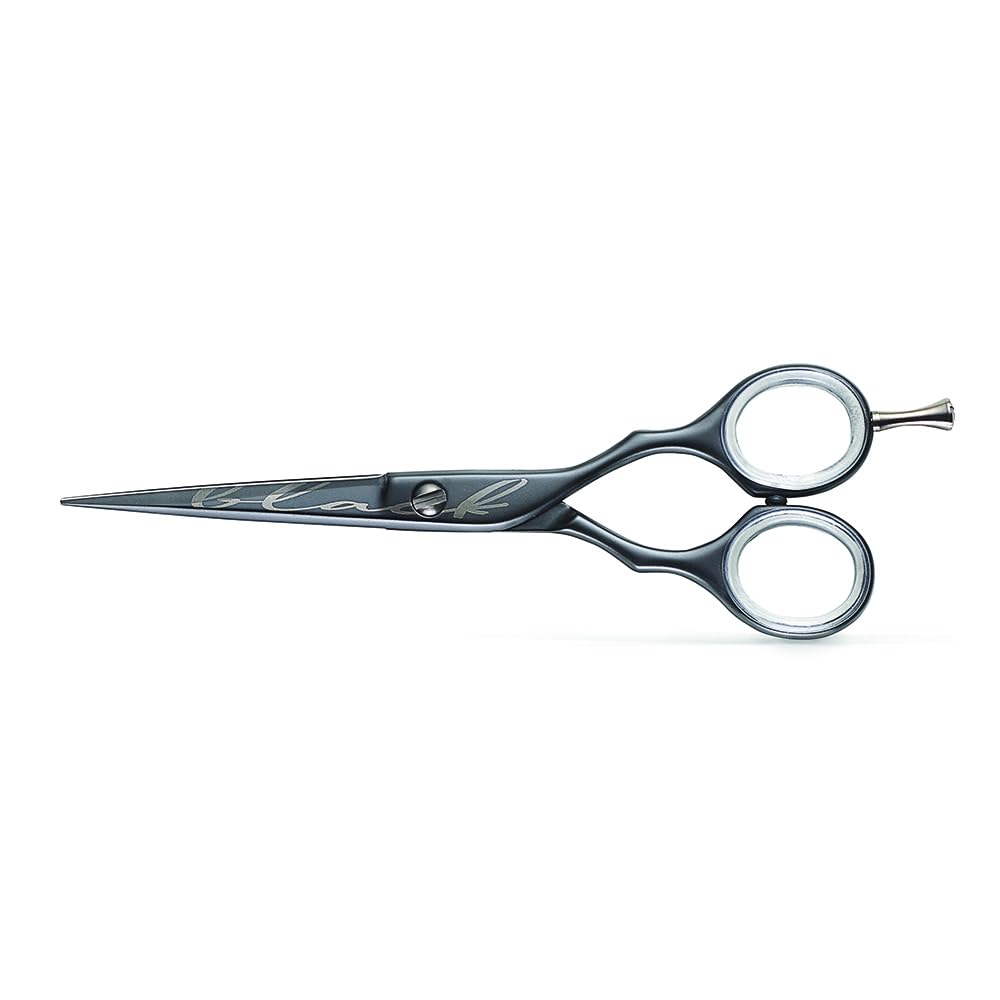Kiepe Black Serie 2450 profesjonalne nożyczki do strzyżenia włosów, 14 cm, czarne wykończenie premium, wypukłe ostrze, ergonomiczny design, wyprodukowano we Włoszech (kolor czarny, 5,5")
