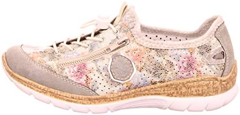 Rieker Women's Slip On Trainers, Mehrfarbig Cement Weiss Multi Argento Silverflower, 9.5 | Image 1