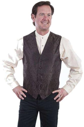Scully Western Vest Mens Quality Paisley Button 5X Brown RW093NXX - Main Image