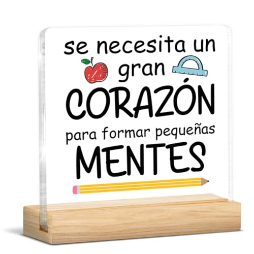 Spanish Teacher Gifts for Women Men, Regalo Para Maestra De Agradecimiento, Maestra Spanish Appreciation Gifts Acrylic Plaque Sign Home Office Decor
