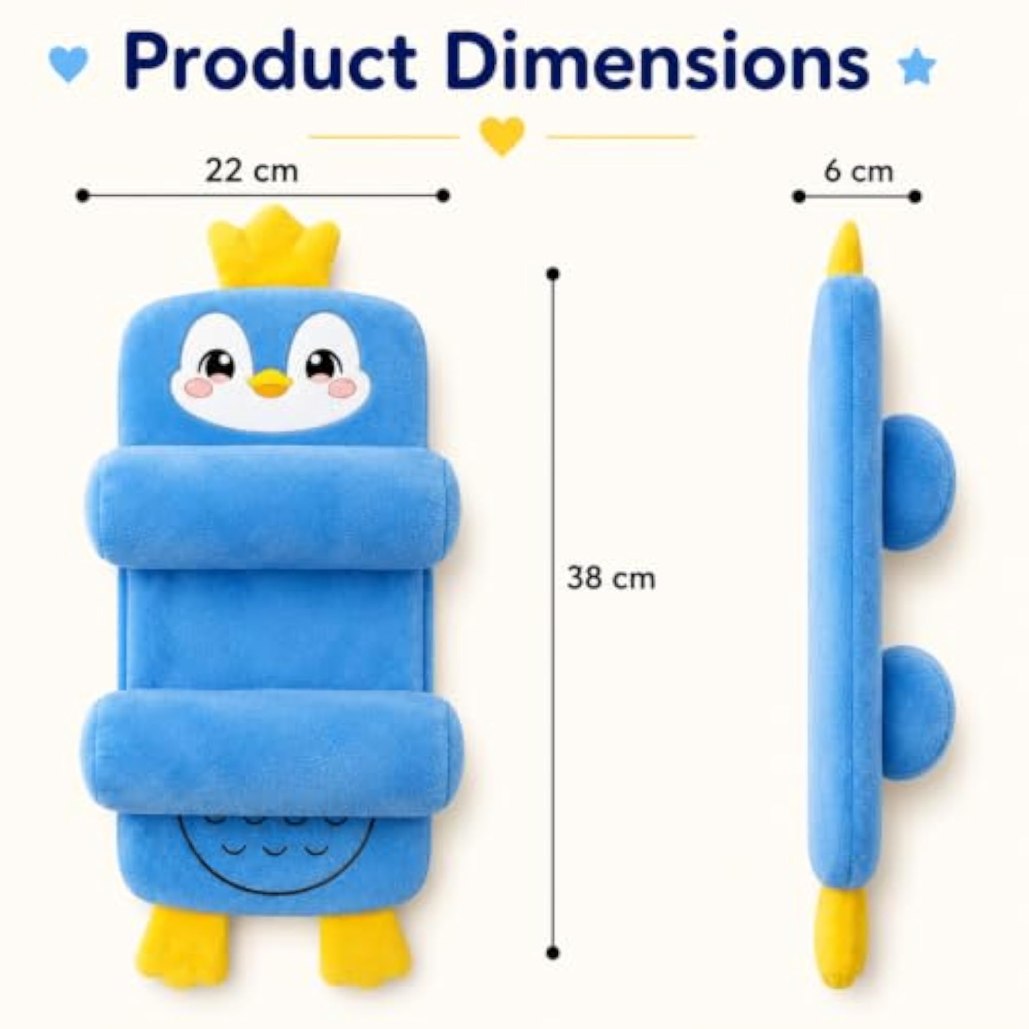 Adjustable Side Rollers Baby Neck Support Pillow, Penguin Design