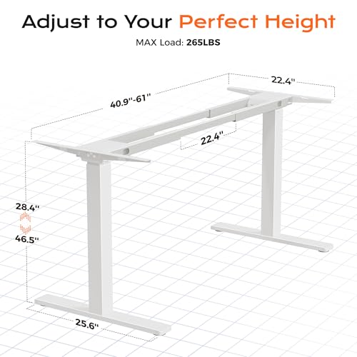 Image of Huuger Dual Motor Electric Standing Desk Frame, Sit Stand up Desk Leg for 47.2 inch to 86.6 inch Desktop, Computer Desk Leg with Cable Tray, 3 Memory Height Presets, 2 Hooks, White Frame Only