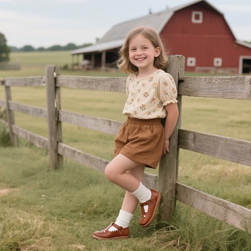 Image of GINFIVE Toddler Girls Dress Shoes Little Kids Flats School Mary Janes Shoes