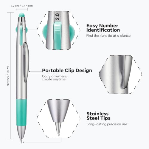 Image of Modelones 5 in One Nail Dotting Tool Pen, Nail Design Tools Pens with Sizes Marking Press Stainless Steel Tips & Silicone Applicator for Painting Dots Ombre Chrome Sculpting DIY Design