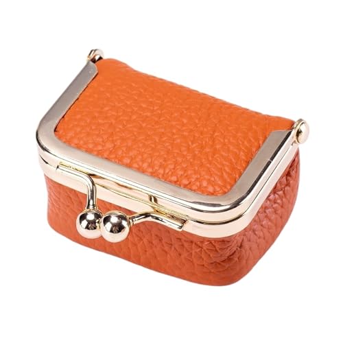 Minimonedero de cuero genuino premium con acabado retro y boquilla vintage
