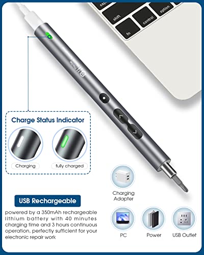 Kingsdun Mini Electric Screwdriver, 62 in 1 Cordless Precision Power Screwdriver with 48 Bits, Rechargeable Electrical Screwdriver Repair Tool Kit with LED Lights Magnetic Mat for Phones PC Laptops - Image 7
