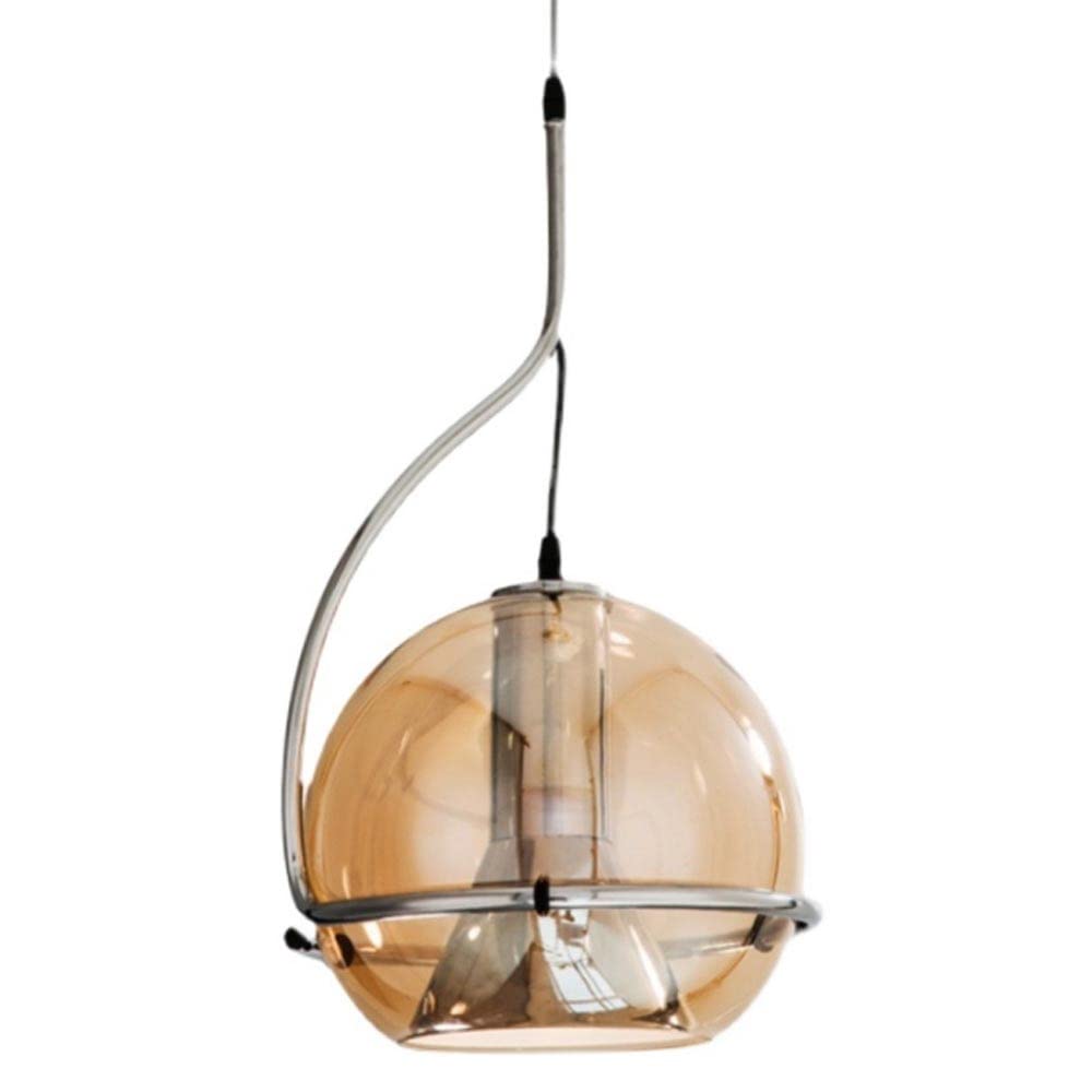 Lustre en verre ambré design nordique et vintage pour îlot de cuisine