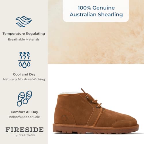 Fireside by Dearfoams Men's Shepparton Shearling Fur Indoor/Outdoor Lace-up Chukka Boot4