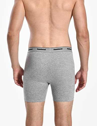 Comfneat Men's 6-Pack Boxer Briefs Cotton Spandex S-Xxl Soft Tag Free Underwear (Grey Melange + Grey Stripe 6-Pack, Xl) #TOP2