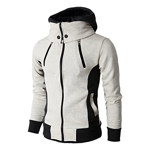 Maiyifu-GJ Men Full Zip Hooded Sweatshirt Winter Slim Fit Active Hoodie Jackets Long Sleeve Lightweight Hoodies Windbreaker (White,3X-Large)