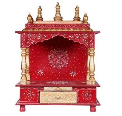 Home and Bazaar Rajasthani Ethnic Handcrafted Wooden Temple/Mandir/Pooja Ghar/Mandapam