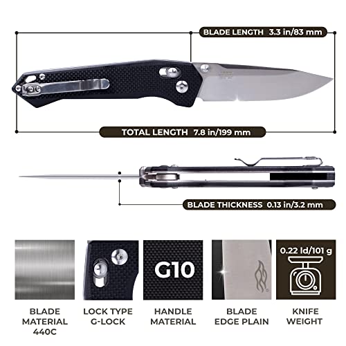 Ganzo FB7651BK Firebird Fb7651-Bk 440C Stainless Steel Blade G10 Anti-Sleep Handle Camping Fishing Hunting Folder Edc Tool thumb #1